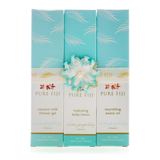 Pure Fiji - Trio Gift pack- White Giingerlily - (90ml Shower Gel, Body Lotion, Exotic Oil)