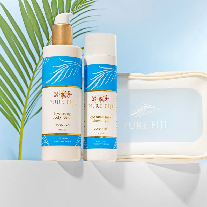 Pure Fiji - Body Mates Gift pack - Coconut (White Bag, 8oz. Lotion, 8.5oz. Shower Gel)