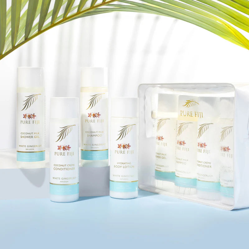 Pure Fiji - 4 Pack 100ml Travel Set Gift-White Gingerlily(100ml Lotion, Shower Gel, Shampoo, Conditioner)